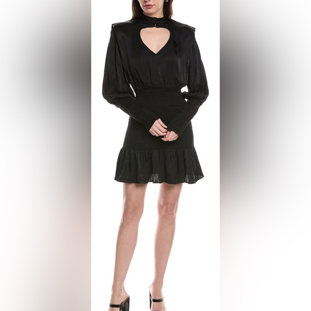 Farm Rio Viscoze Satin Dress With Shoulder Pads, Size L.